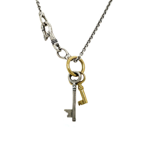 John Varvatos PADLOCK Men's Chain Necklace in Silver and Brass