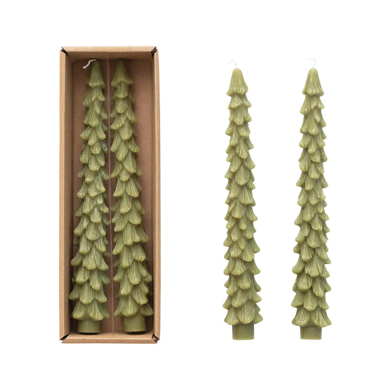 10 Unscented Tree Shaped Taper Candles - Evergreen – Home Treasures & More