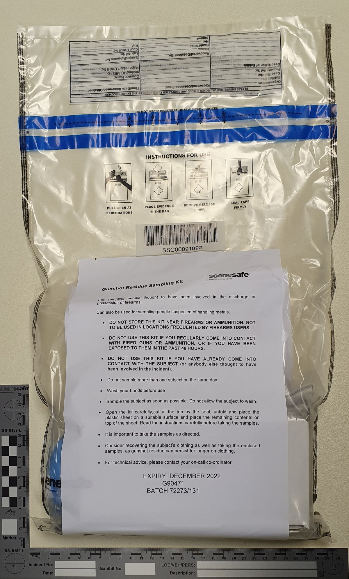 Gunshot Residue Kit (LGC Forensics spec) — SceneSafe