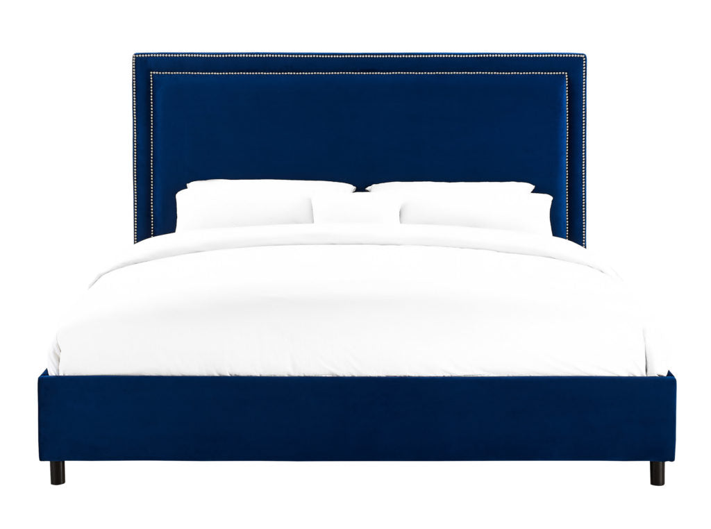 Reed Navy Velvet Bed In Queen — Styleup 