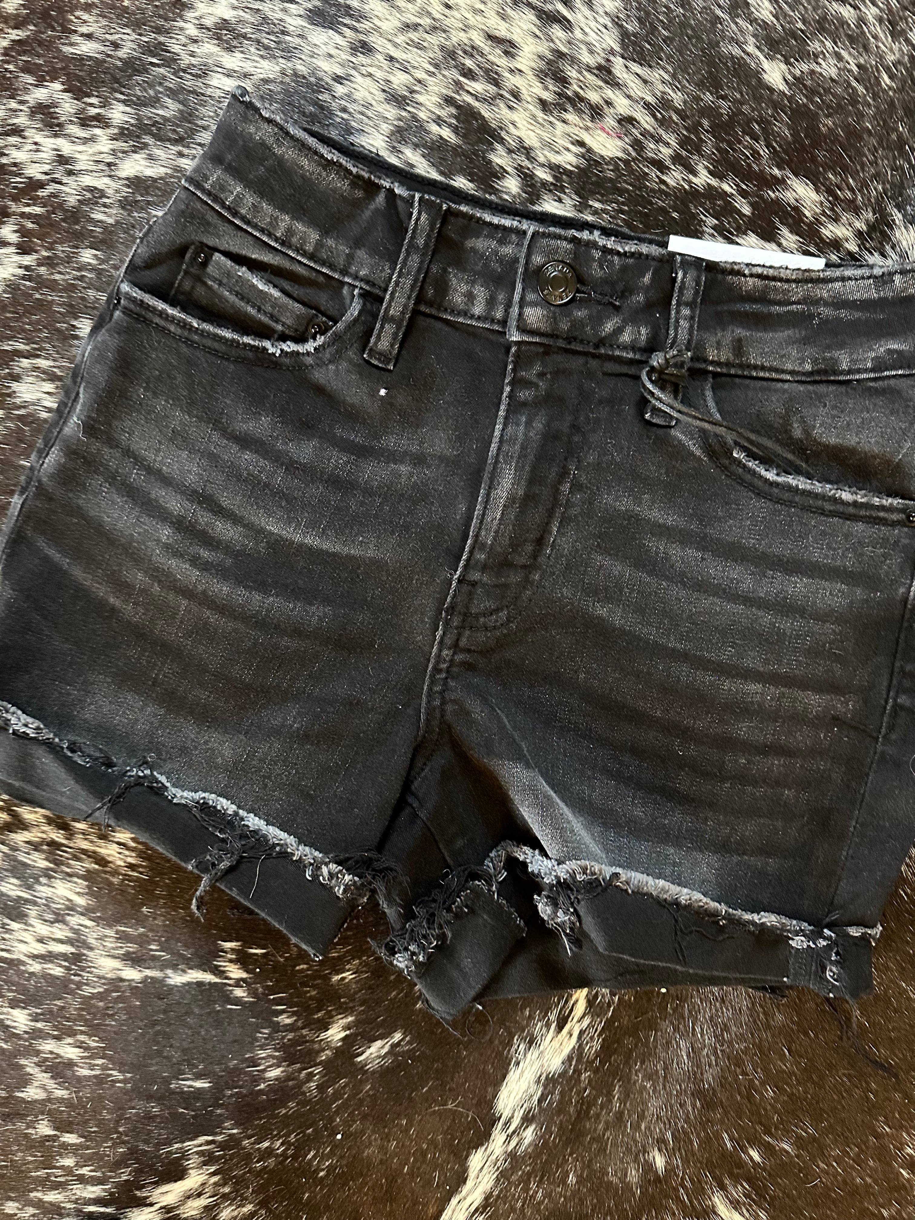 Washed Black Cuffed Shorts