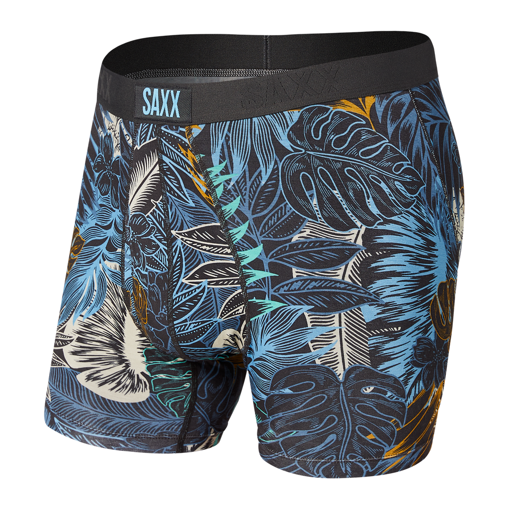 Saxx Vibe Super Soft Boxer Brief Men's Underwear, Blue Pop Jungle, Medium