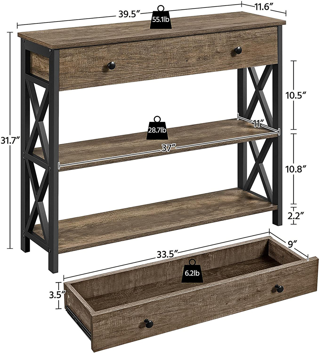 Yaheetech Console Table for Entryway with Drawer and 2 Open Storage ...