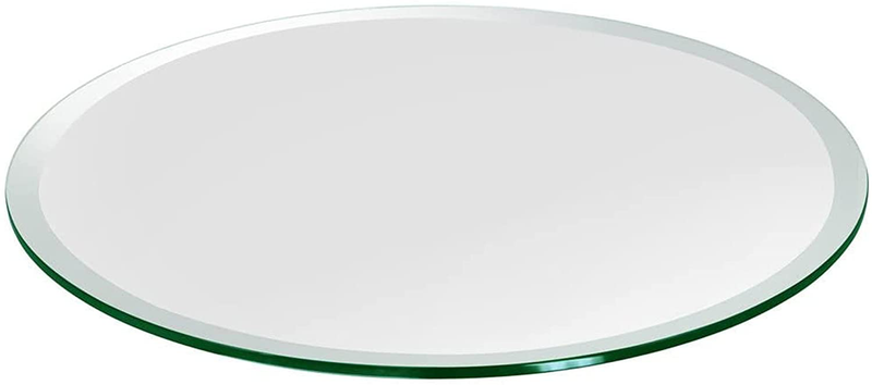Troy Systems 20 Inch round 1/2 Inch Thick Tempered Glass Table Top with Beveled Tempered Edges for Kitchen, Dinning, and Living Room Furniture, Clear