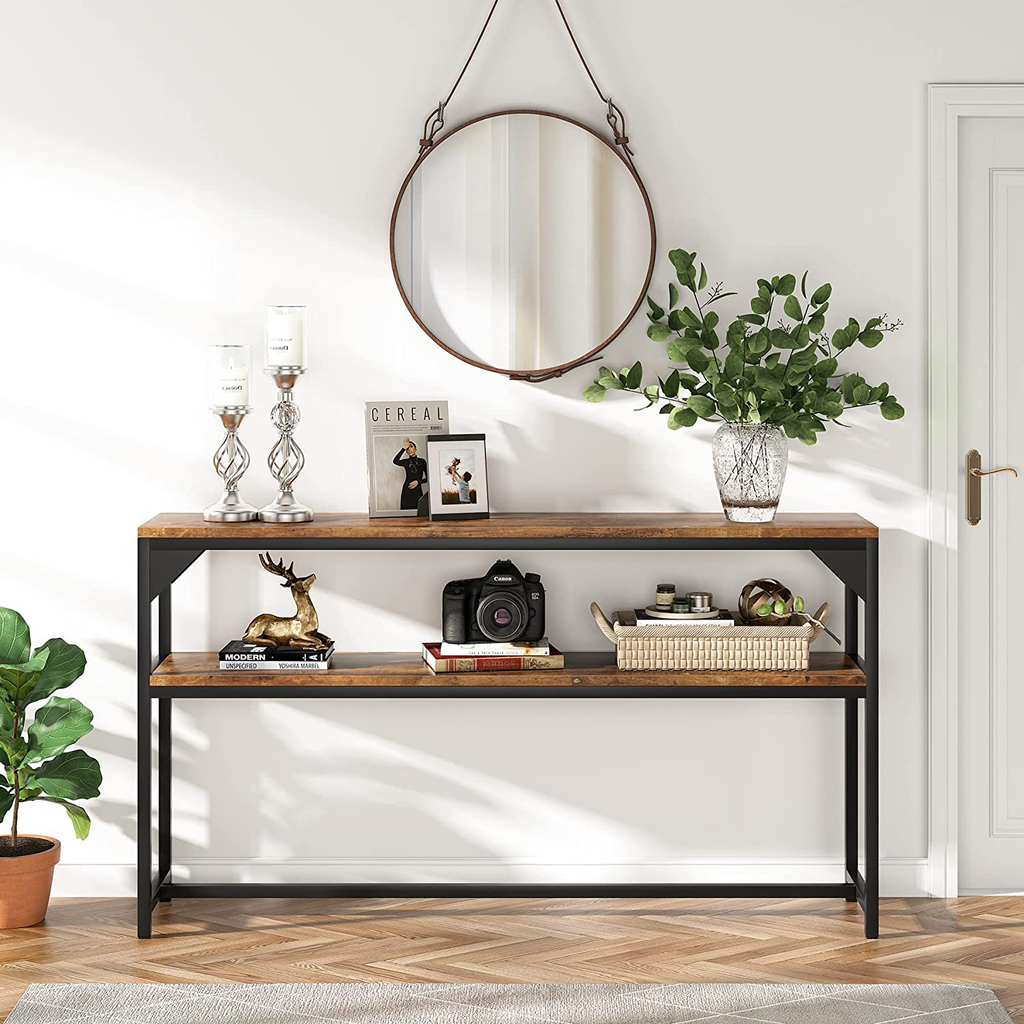 70.9 Inch Extra Long Sofa Table, 2-Tier Console Table behind Couch ...