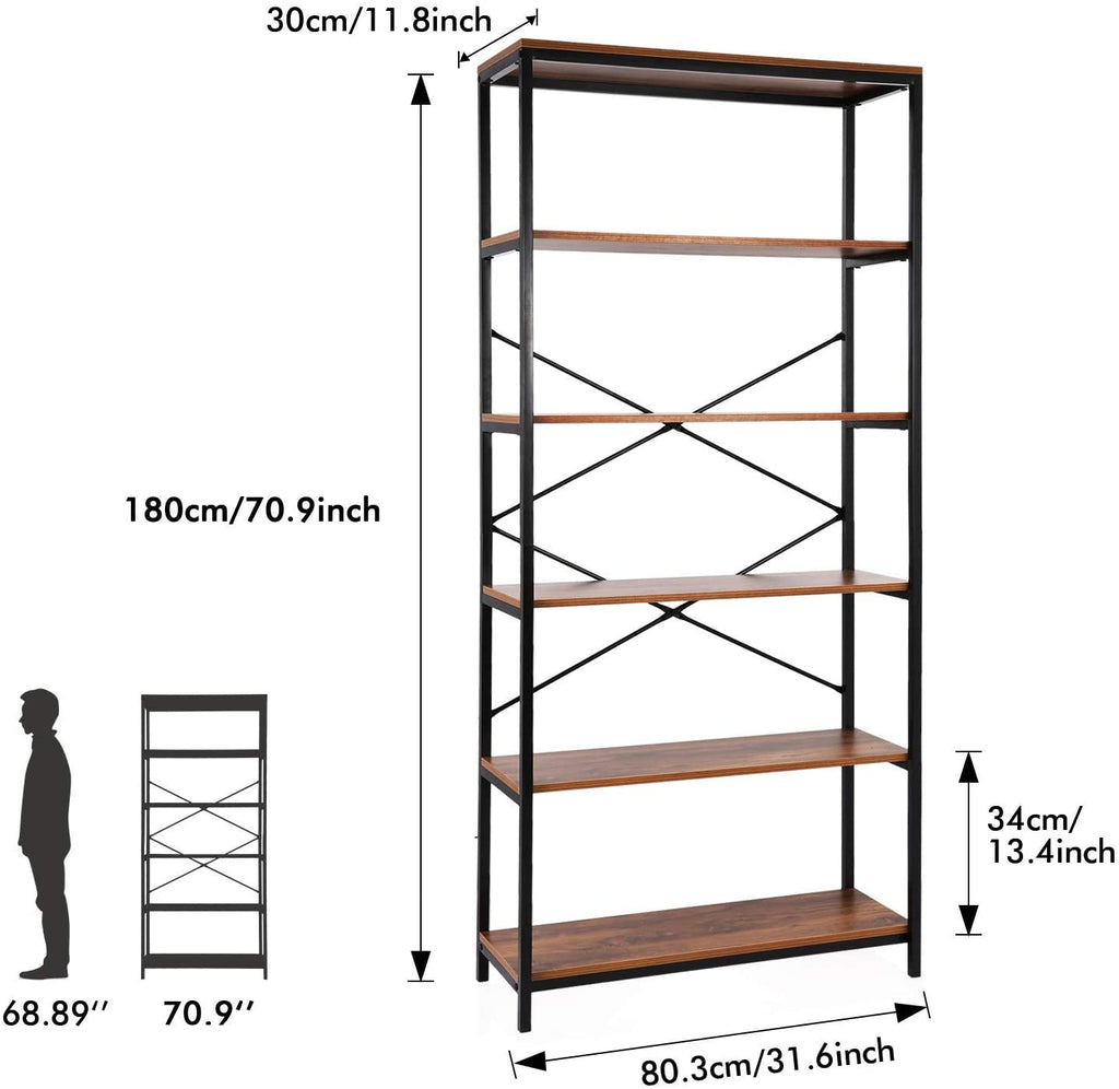 Brown 5 - Tiers Bookshelf and Bookcase