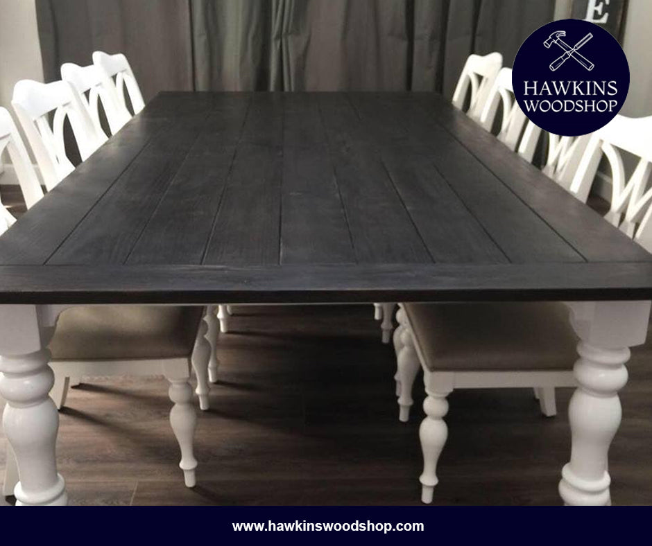 Country Farmhouse Rustic Turned Leg Dining Table Choose Your Own Length X 38 W X 30 H