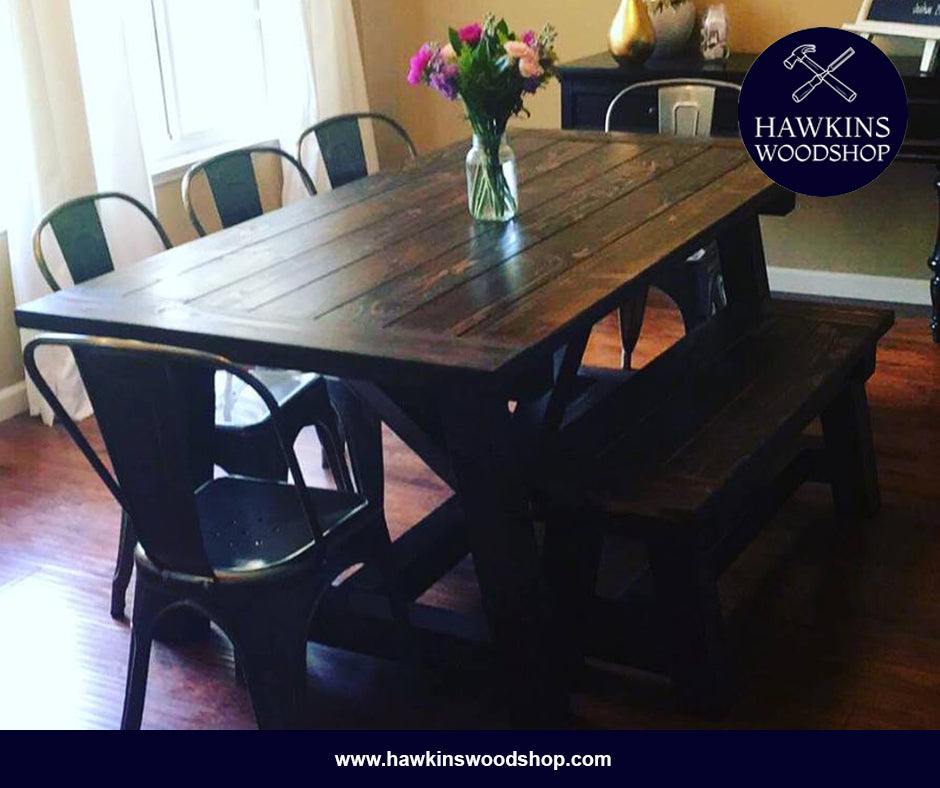 Restoration Hardware Inspired 4x4 Truss Beam Rustic Farmhouse Dining Table