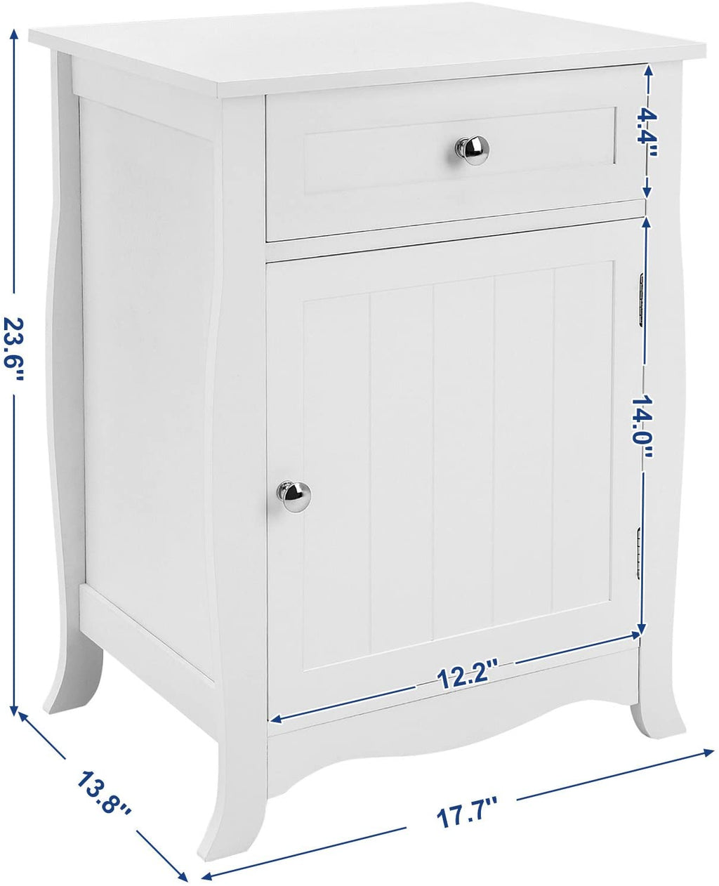 White Wooden Nightstand with Storage Cabinet