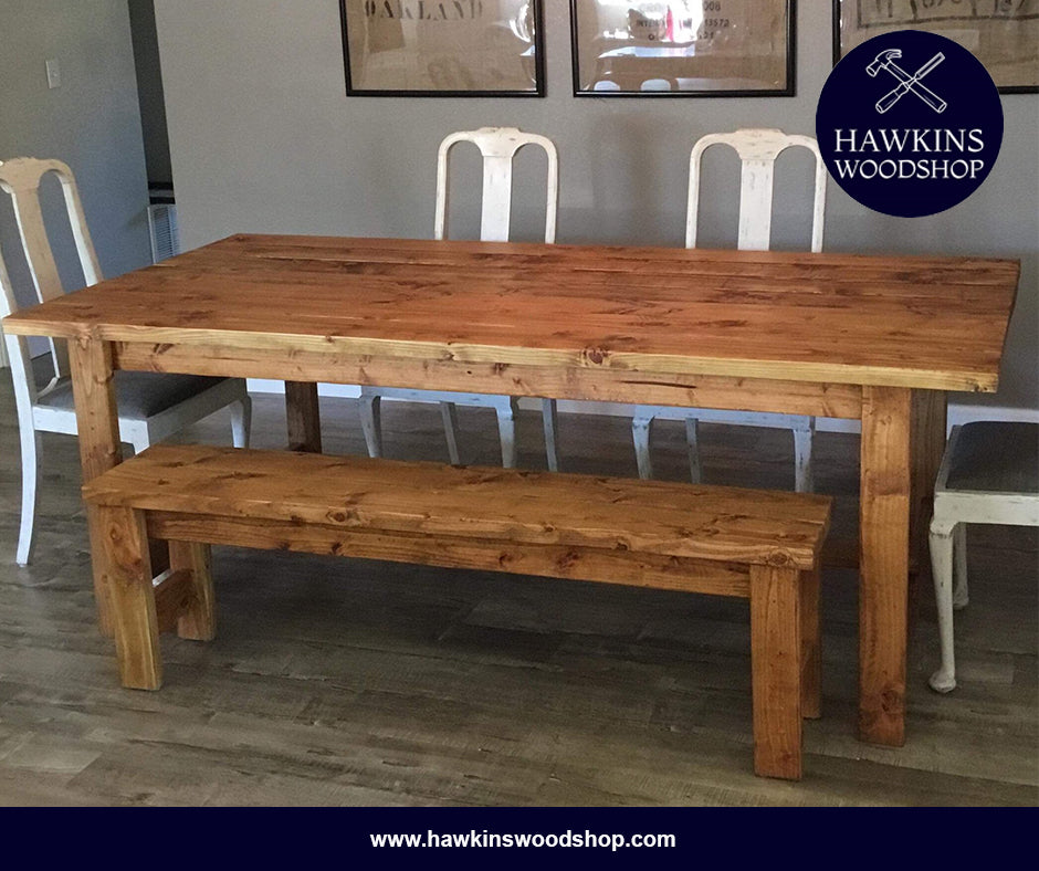 Custom Farm Dining Table With Bench Farmhouse Harvest Large And
