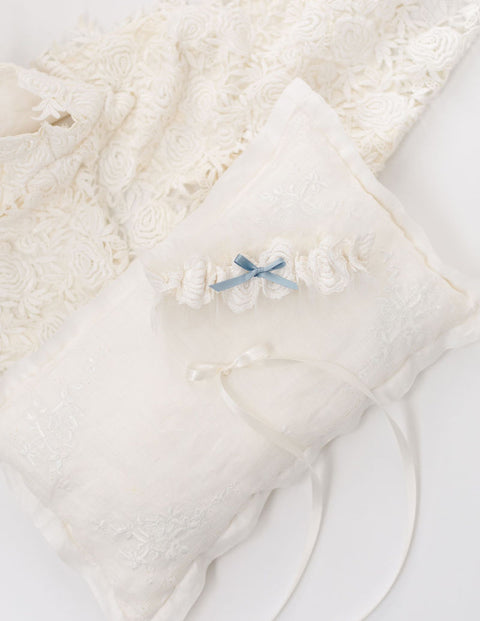 Garter & Ring Pillow From Mother's Dress & Grandmother's Handkerchief