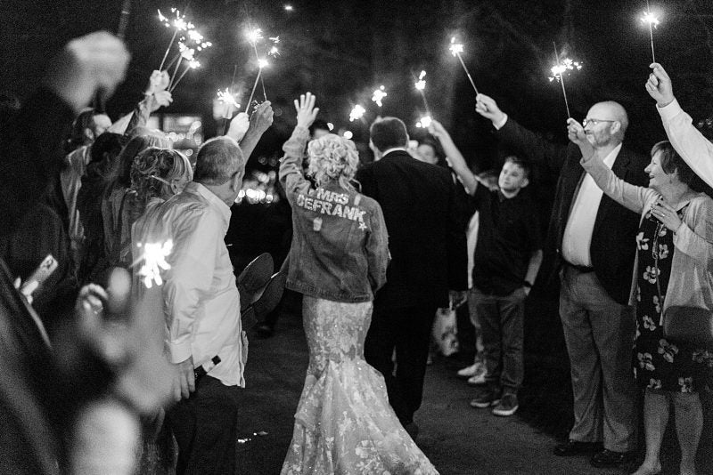 Bride and Groom Sparkler Send Off at Fernstone Retreat Wedding The Garter Girl