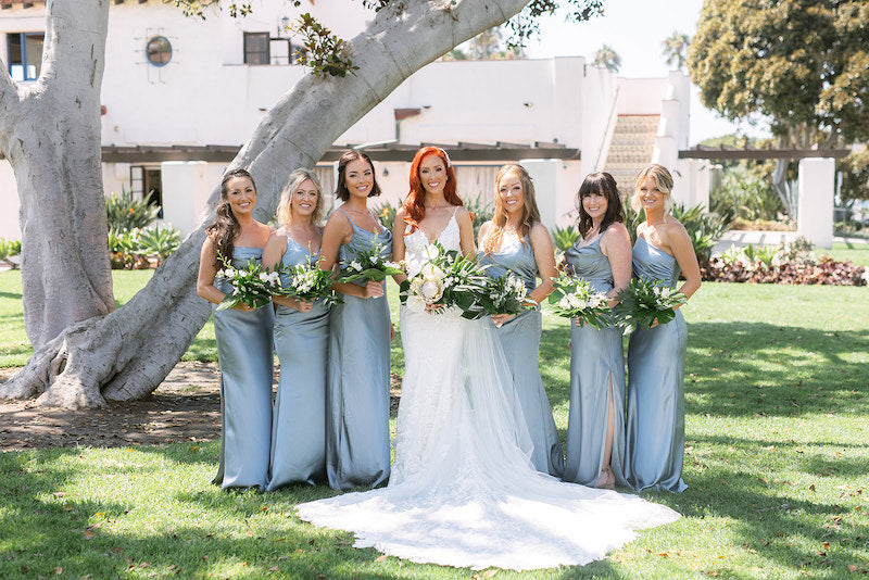 Bride and Bridesmaids at Tropical Glam Wedding The Garter Girl