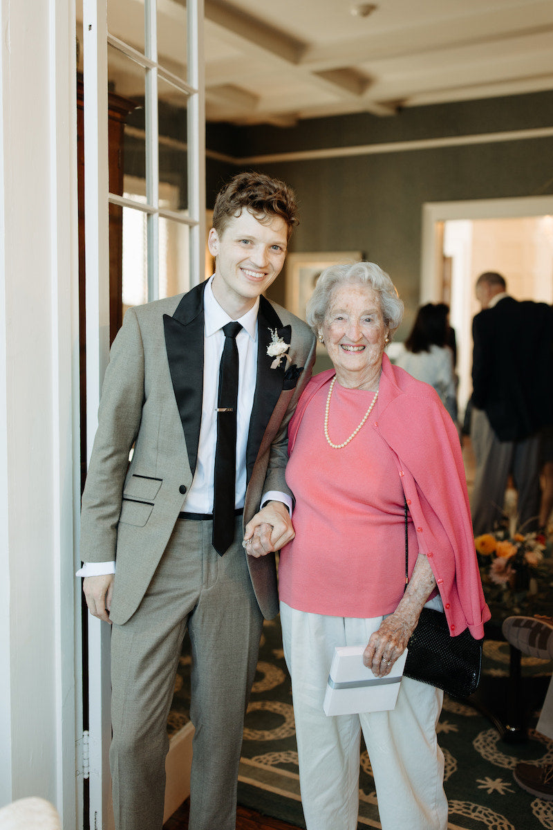 Groom with Grandmother and Wedding with Custom Wedding Handkerchiefs by The Garter Girl