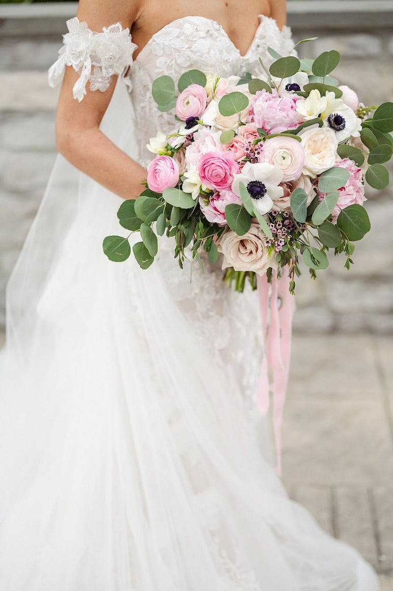 Pink and Ivory Bridal Bouquet for Spring Inspired Wedding The Garter Girl