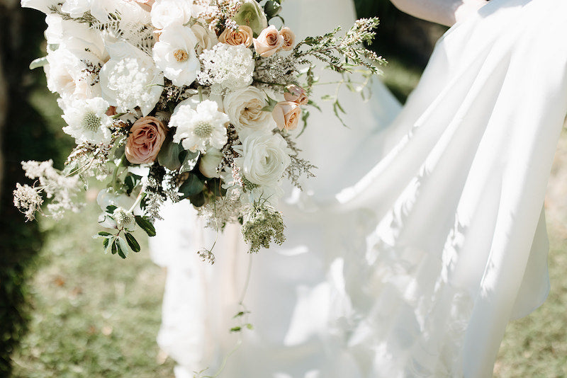Beautiful Cream Bridal Bouquet and Wedding With Custom Wedding Handkerchiefs by The Garter Girl