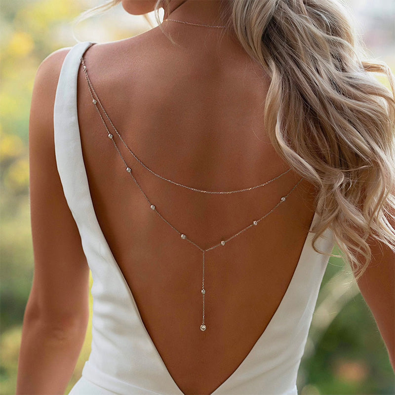 Back Necklace Y Chain Bridal Jewelry