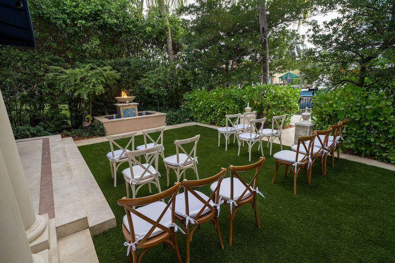 Backyard Wedding at Home Chairs on Lawn