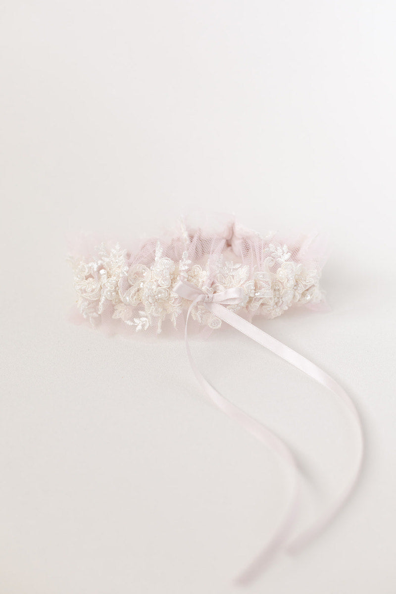 Custom Garter: Ballet Inspired with Blush Tulle & Sparkle Lace