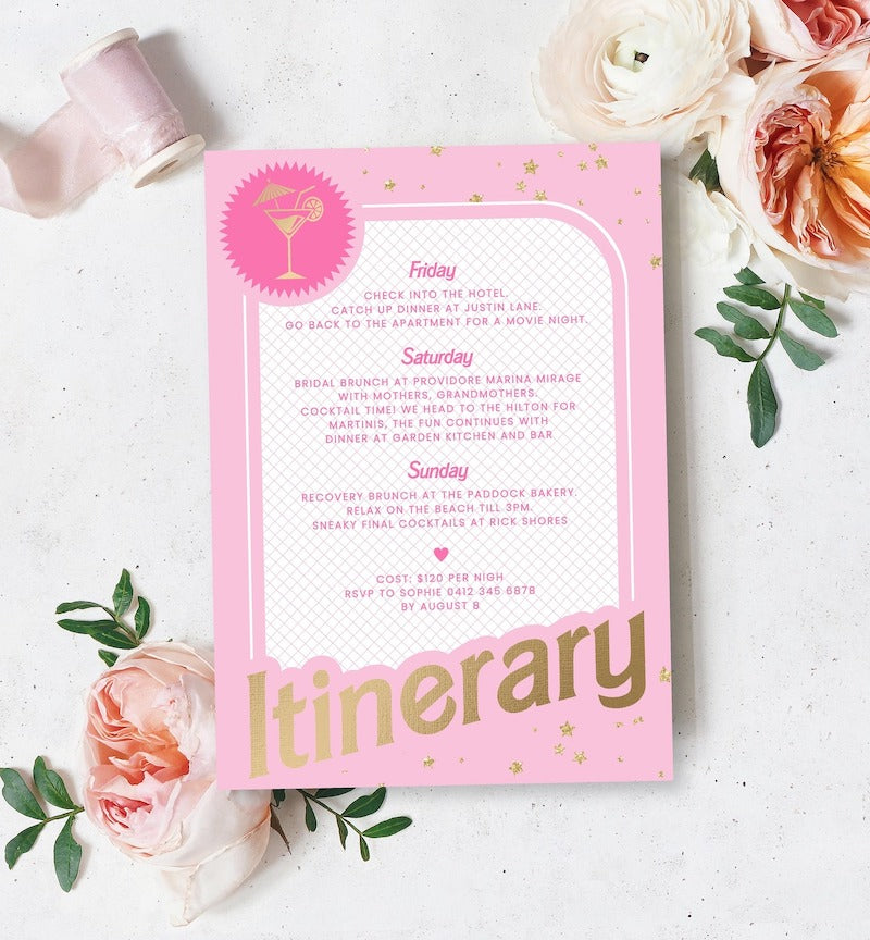 Barbie Themed Bachelorette Party Itinerary