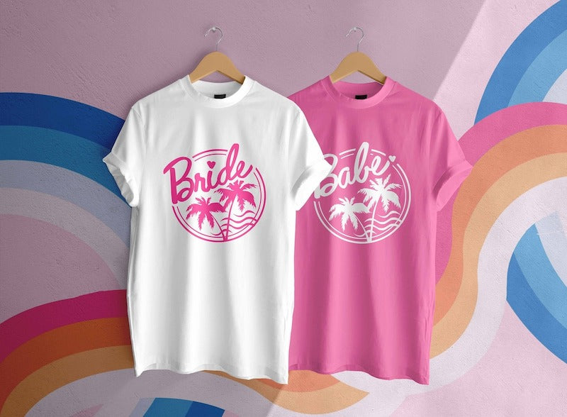 Barbie Themed Bride and Bridesmaid Shirts