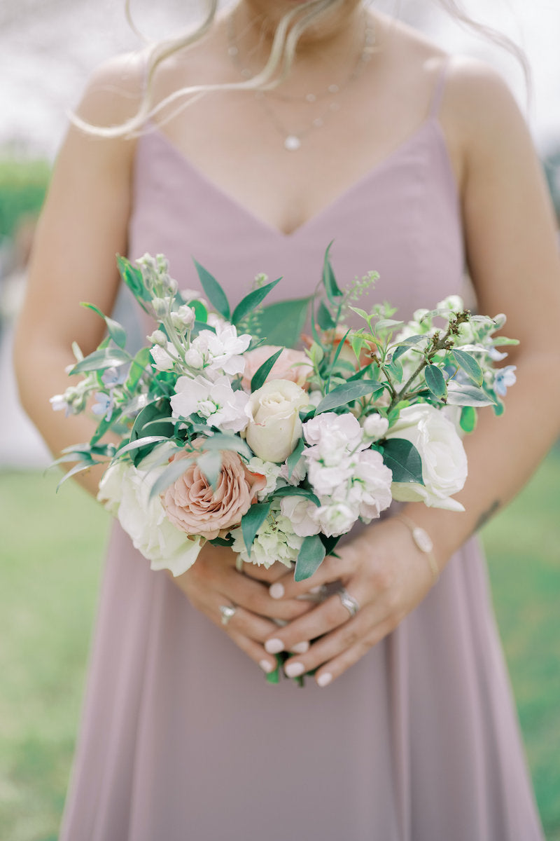 Beautiful Bridesmaid Bouquet with Dusty Rose and White Flowers
