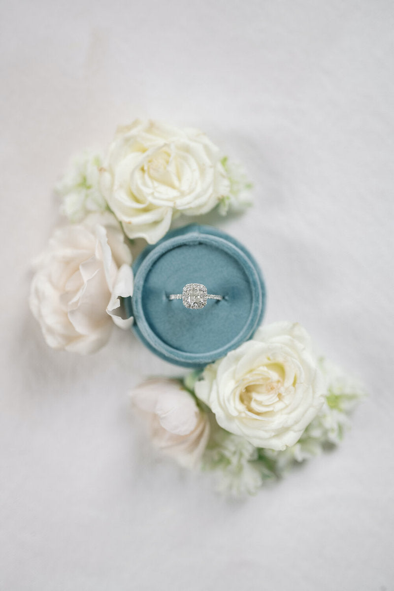 Beautiful Wedding Ring in Blue Ring Box