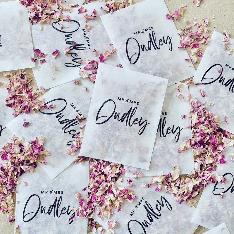 Biodegradable Personalized Confetti Packets Wedding Exit Toss