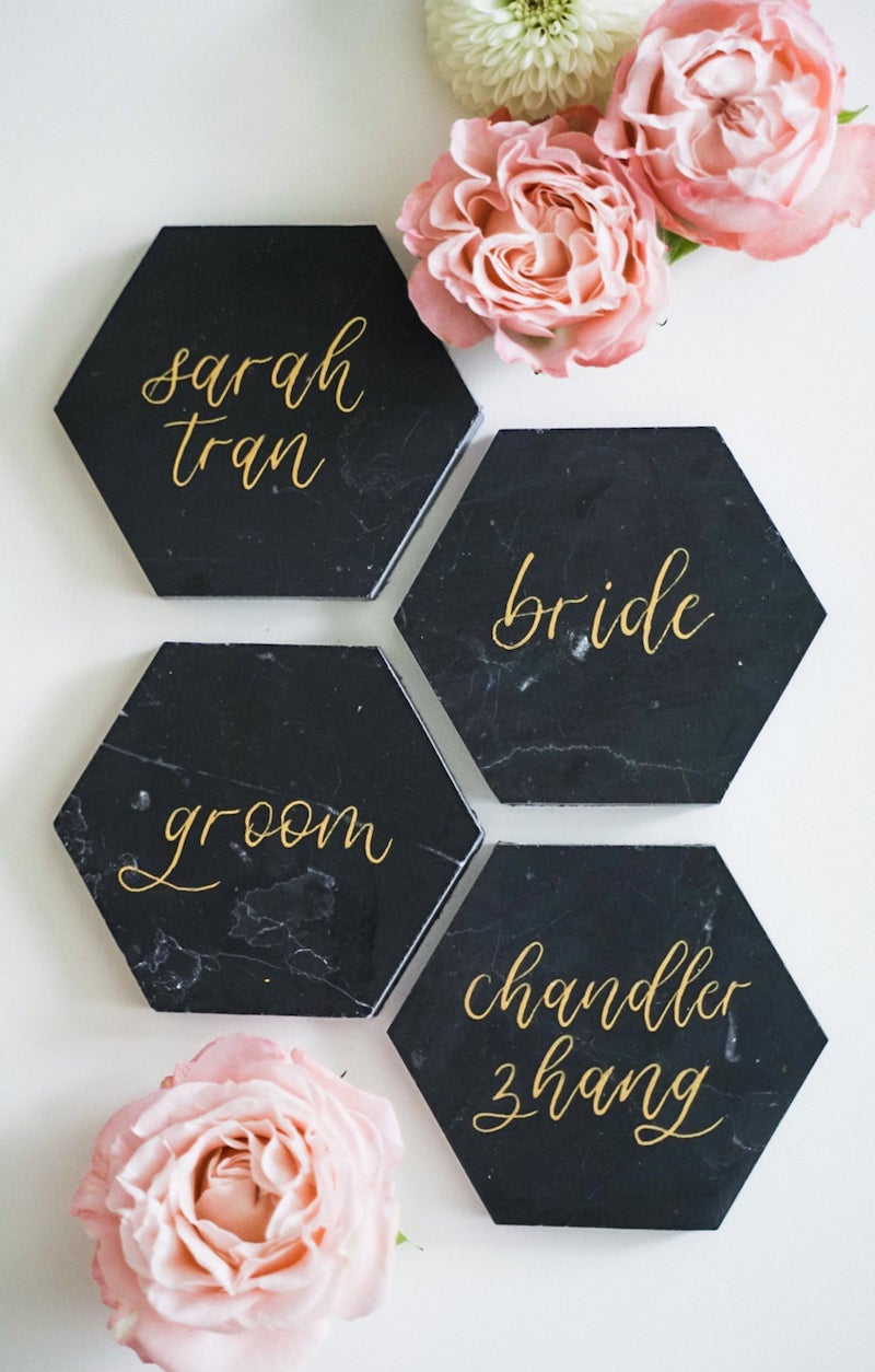 Black Marble Wedding Place Card