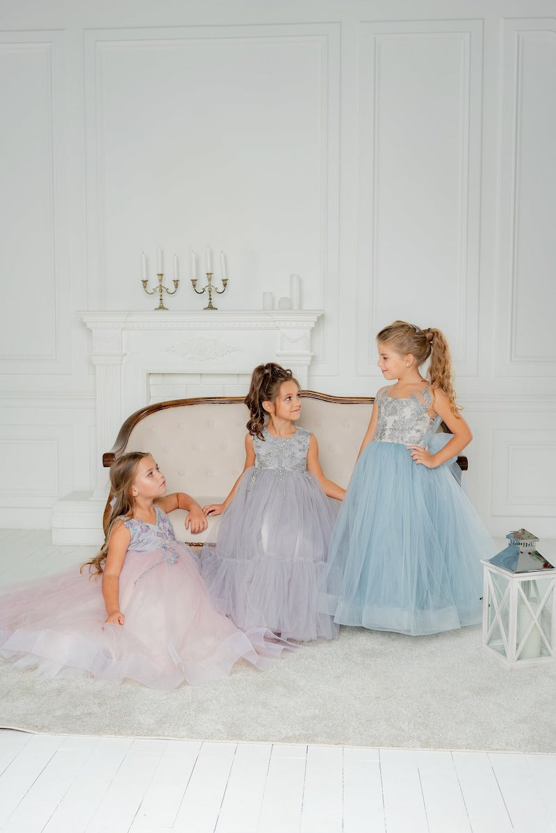 Blue Flower Girl Dress