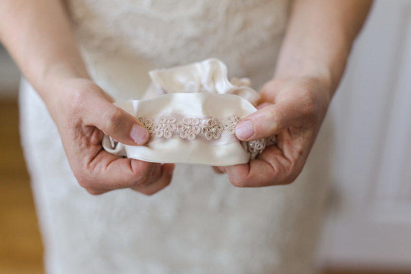blush wedding garter heirloom