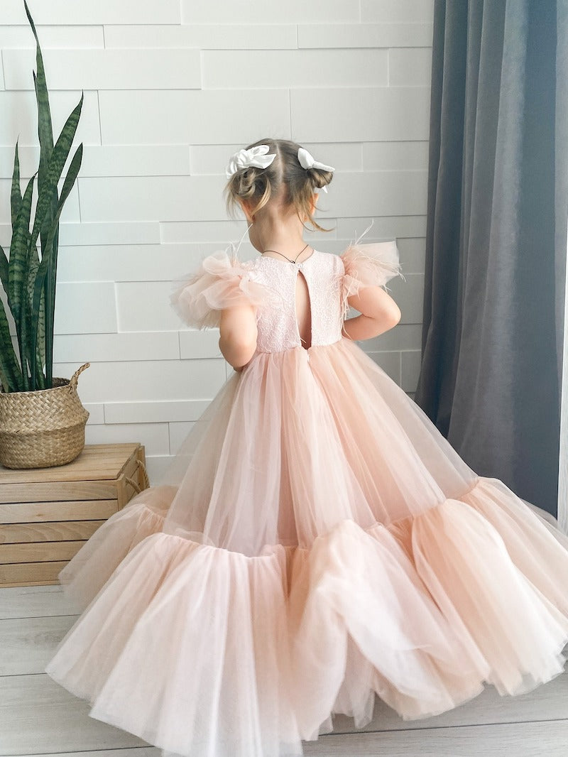 Blush Tulle Flower Girl Dress