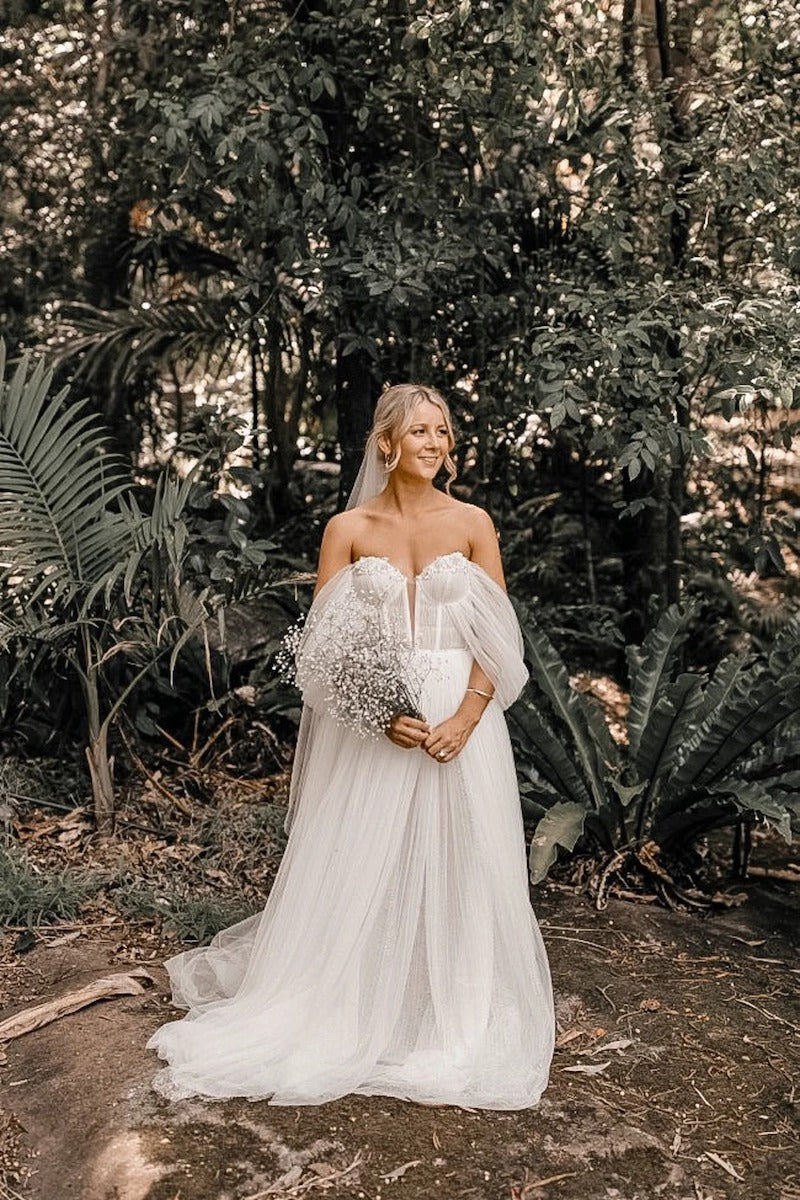 Bohemian Off The Shoulder Bridal Gown
