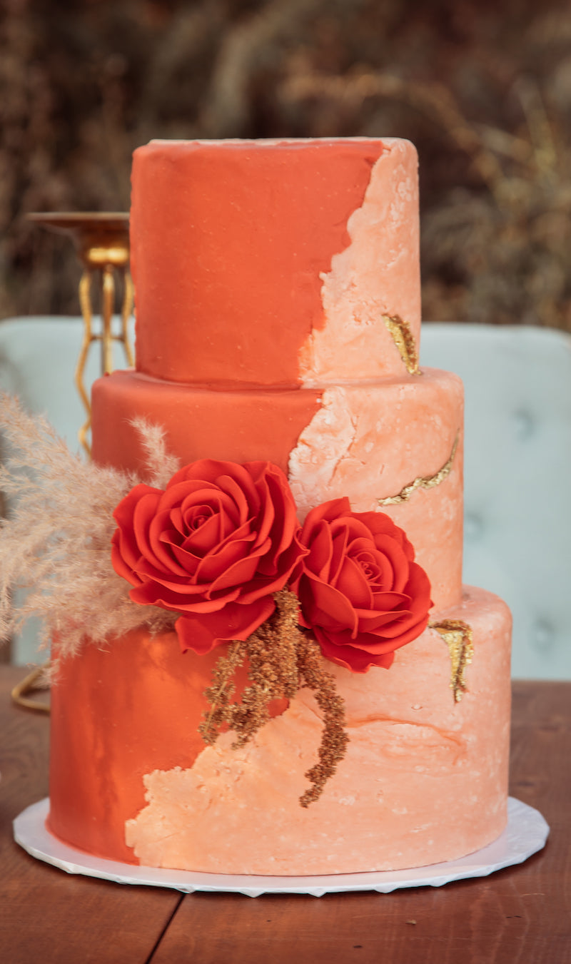 Boho Red Wedding Cake