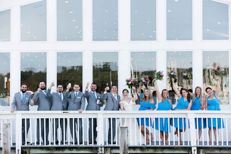 Bridal Party Enjoying Waterfront Wedding