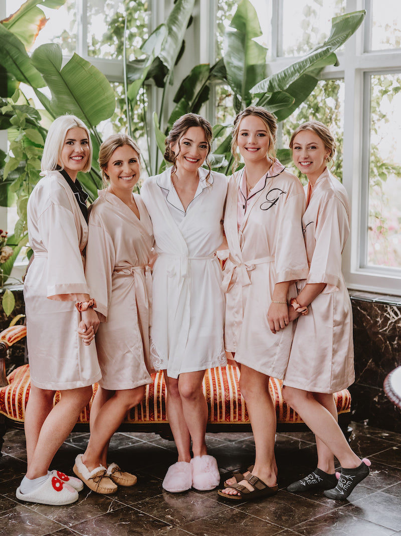 Bride and Bridesmaids in Getting Ready Robes