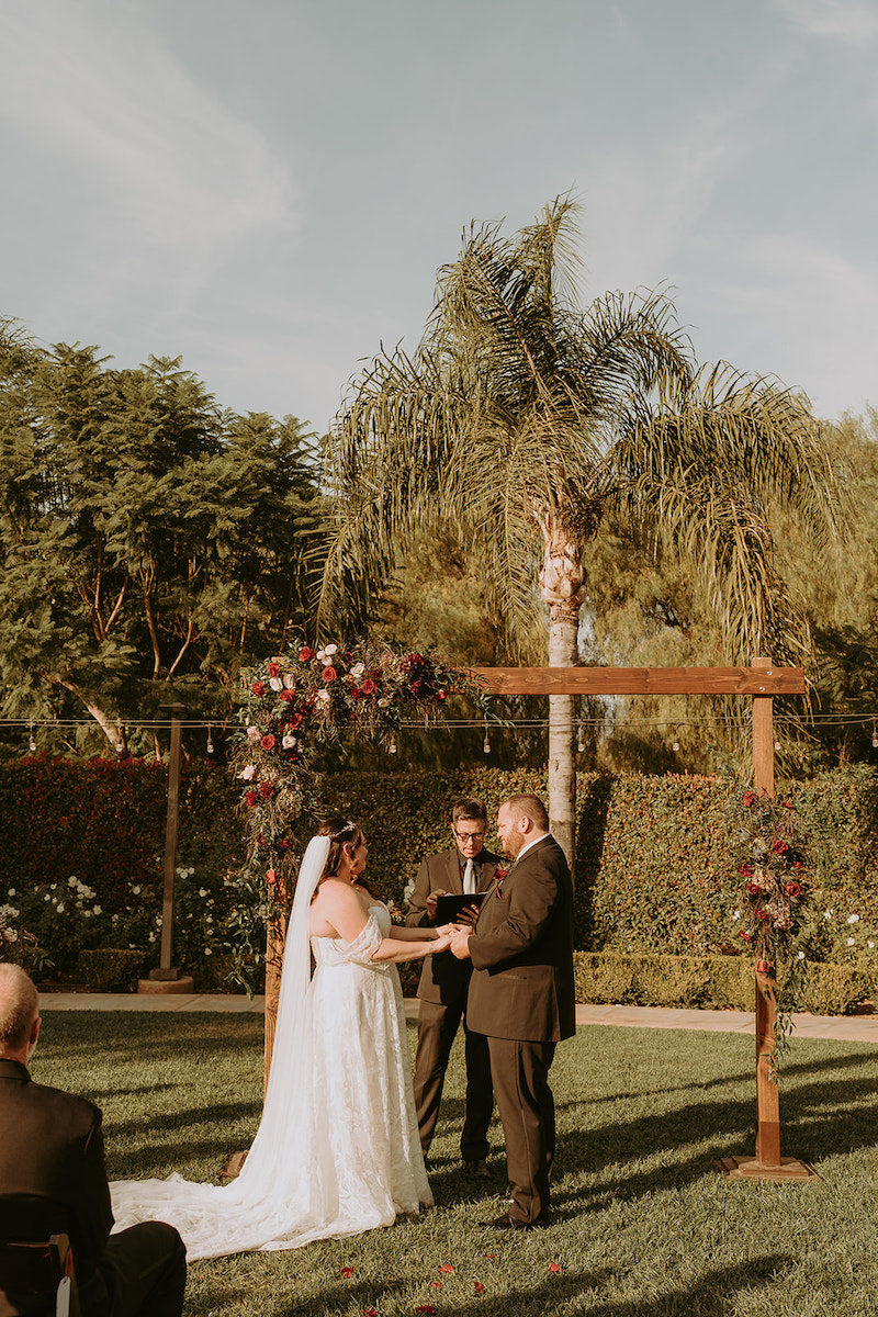 Bride and Groom at the Altar for Outdoor California Wedding