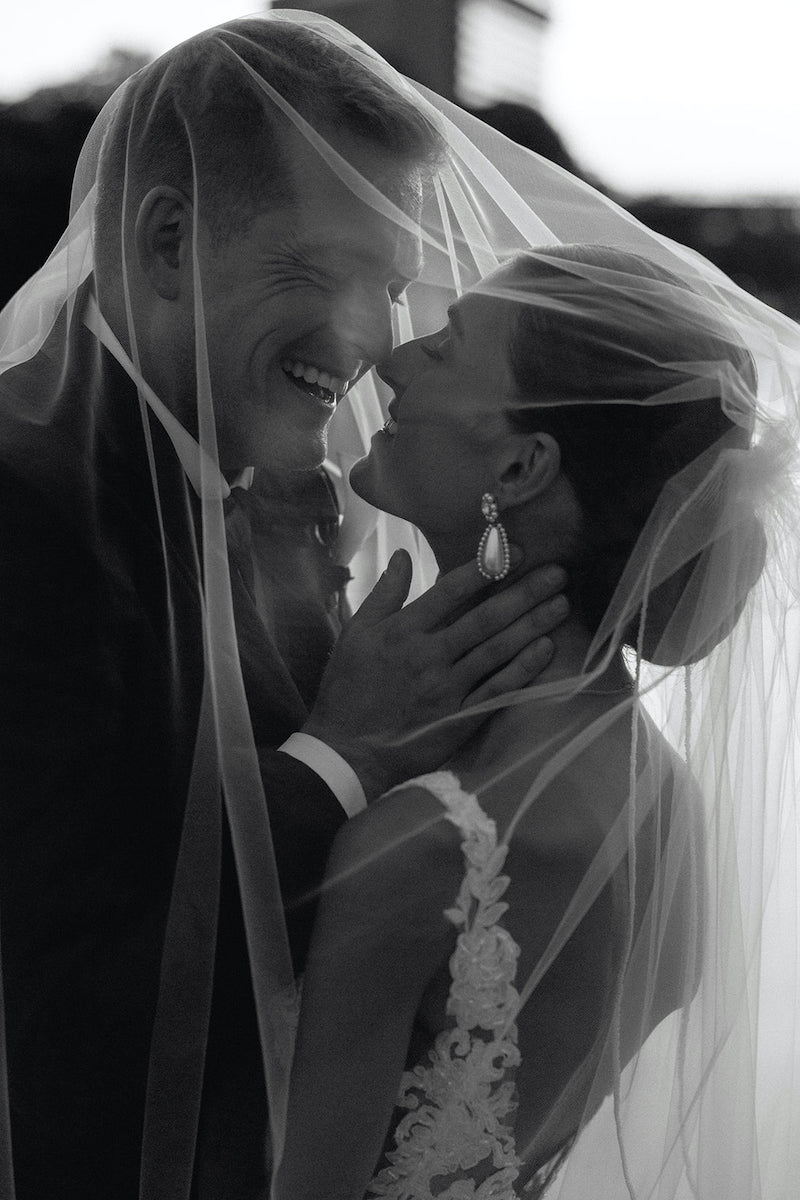 Bride and Groom Bridal Veil Photograph