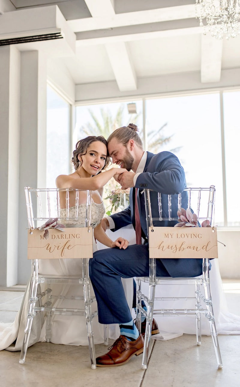 Bride and Groom Chair Signs