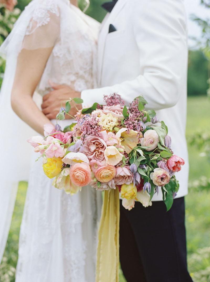 Bride and Groom Colorful Bouquet