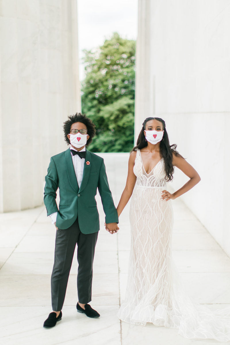 Bride and Groom in Masks at Washington DC Micro Wedding