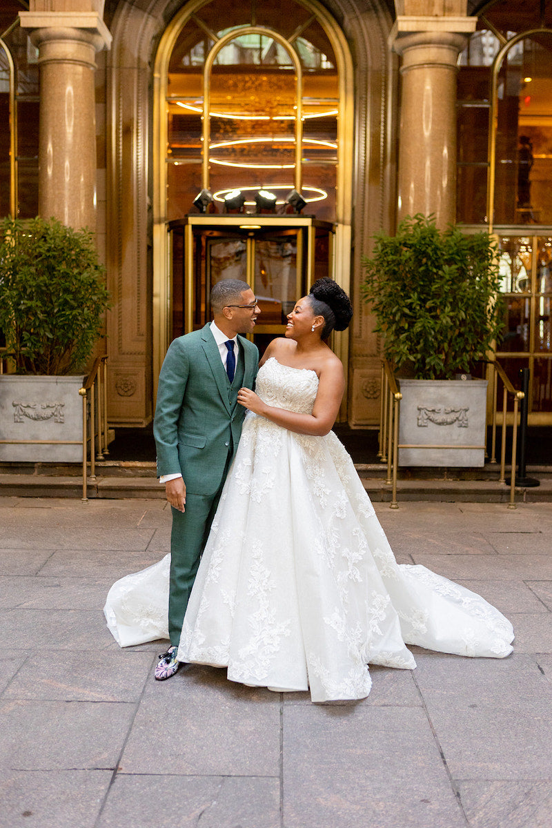 Bride and Groom First Look New York City Wedding The Garter Girl