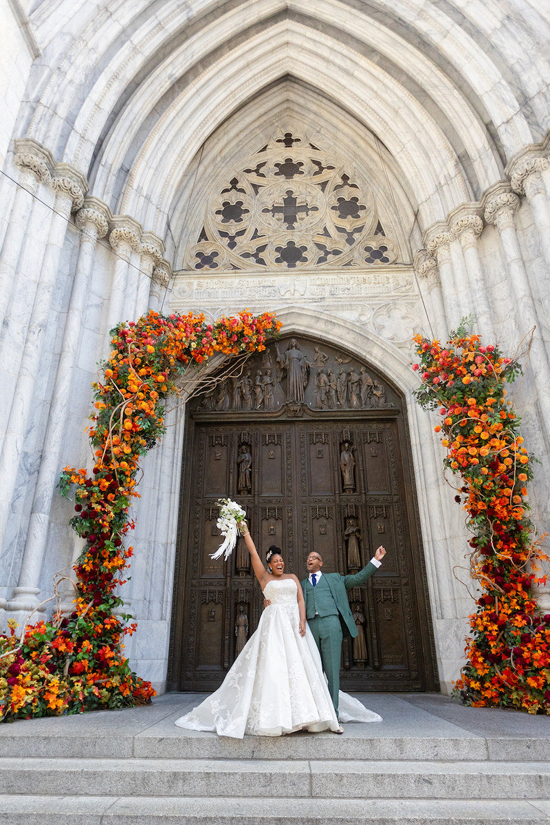 After Wedding Reception Bride and Groom Married New York City Cathedral The Garter Girl