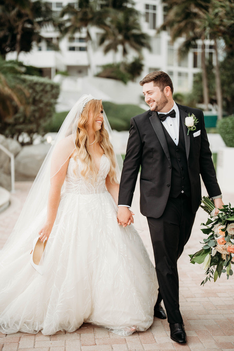 Bride and Groom Portraits for Elegant Florida Tropical Wedding