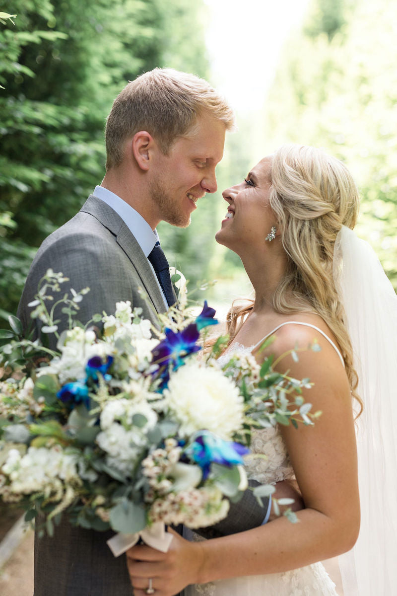Bride and Groom Royal Blue and White Bridal Bouquet