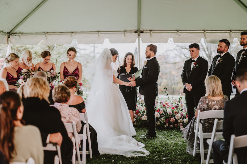 Bride and Groom Tented Wedding Ceremony