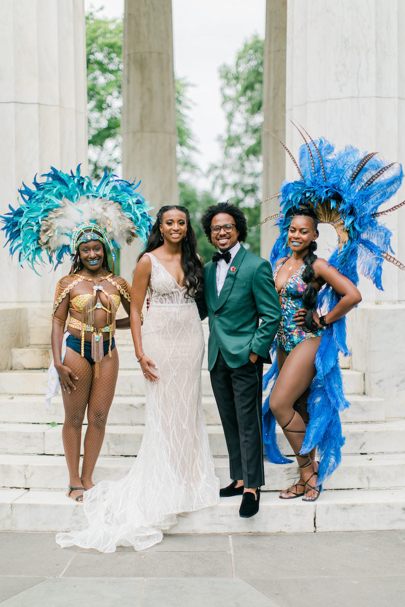 Bride and Groom Washington DC Micro Wedding with Carnival Performers