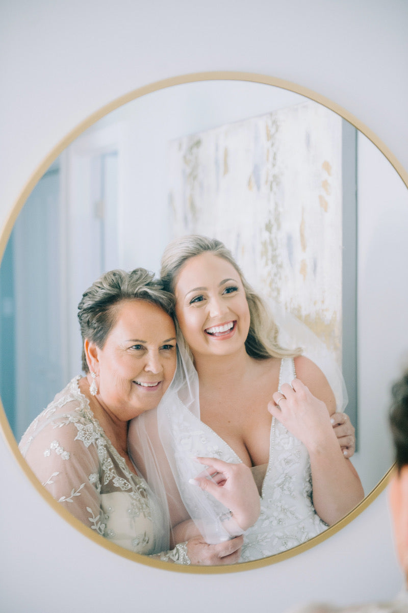 Bride and Her Mom Getting Ready