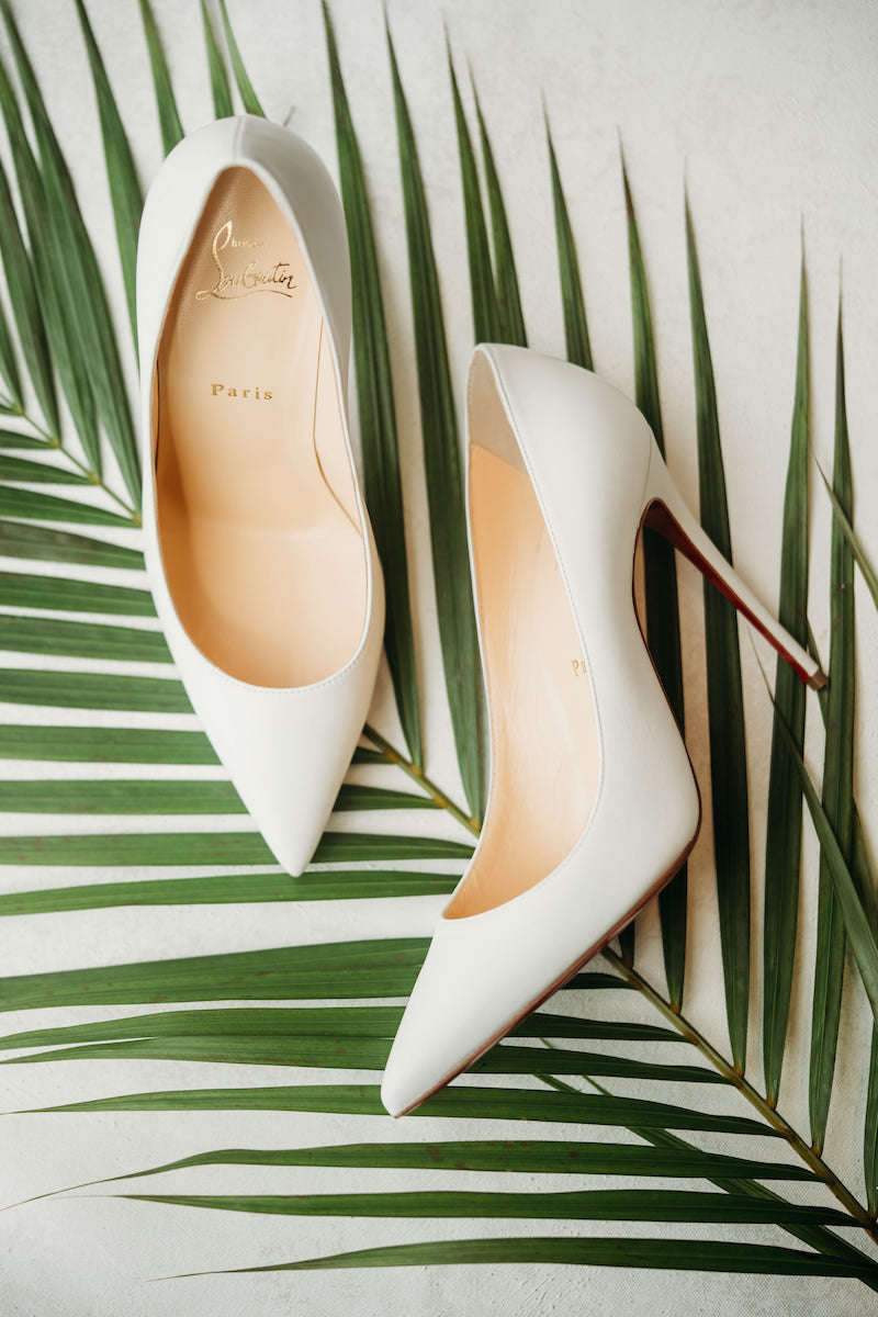Bride Christian Louboutin Wedding Shoes for Elegant Tropical Wedding