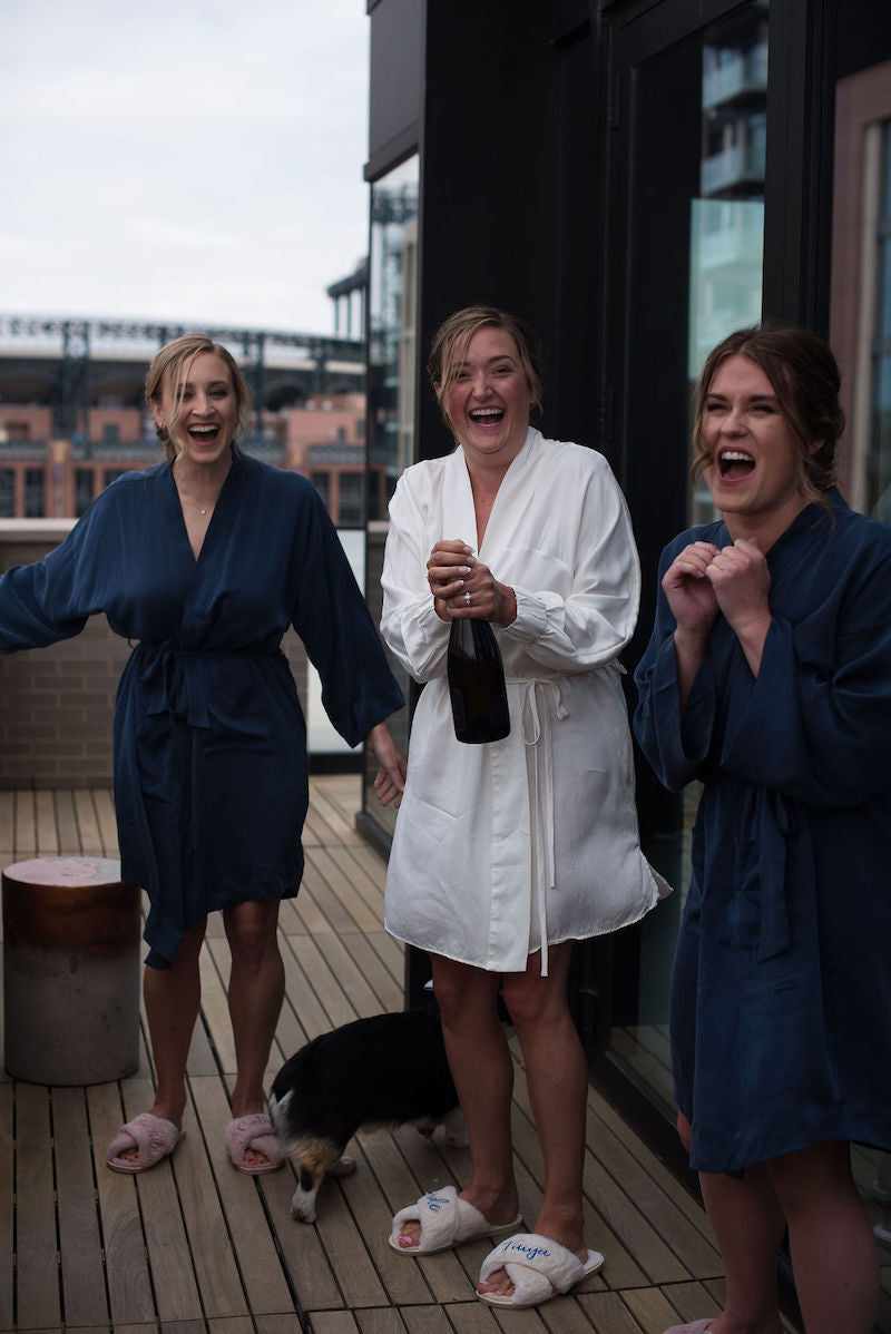 Bride Getting Ready With Bridesmaids and Champagne